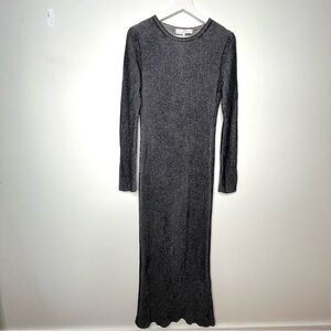 Ami Amalia Merino Wool  Maxi Dress Long Sleeve Grey Size Small